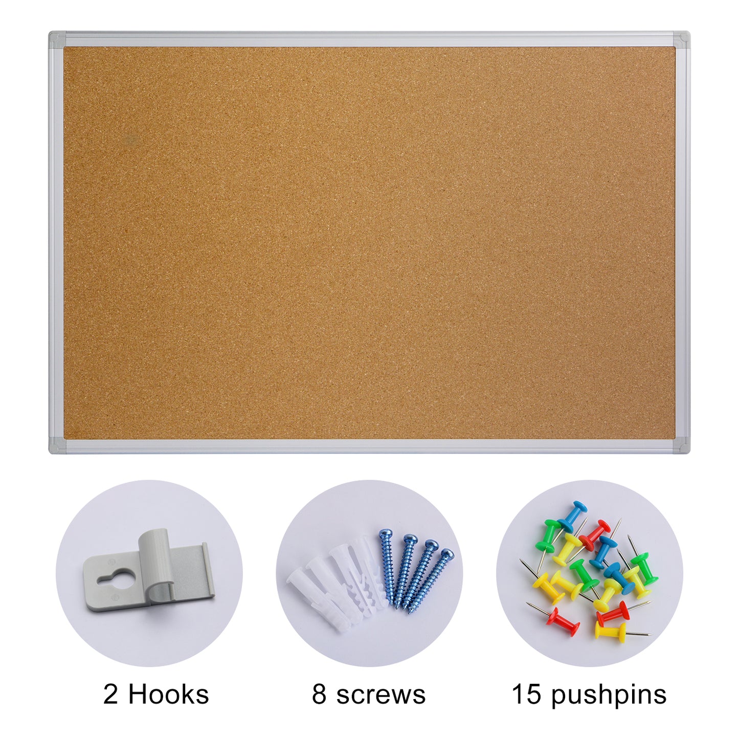 Cork Board 24x36 , Notice Cork Bulletin Board, Cork board with Aluminum Frame and Push Pins for Display