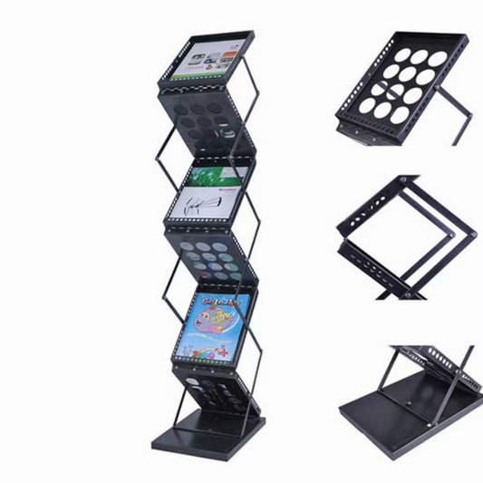 black color brochure holder stand brochure Display Stand&Foldable Magazine Rack with 6 Pockets for Exhibition and Trade Show