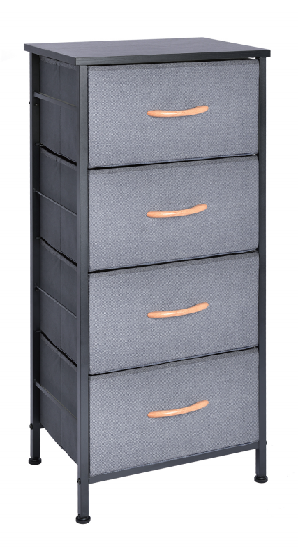 storage cabinet ,Drawer Dresser, Fabric Storage Tower for Bedroom, Nursery, Entryway, Closets, Tall Chest Organizer Unit with Textured Print Fabric Bins, Steel Frame, Dark Grey