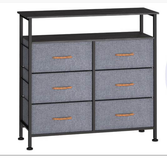 storage cabinet ,Drawer Dresser, Fabric Storage Tower for Bedroom, Nursery, Entryway, Closets, Tall Chest Organizer Unit with Textured Print Fabric Bins, Steel Frame, Dark Grey