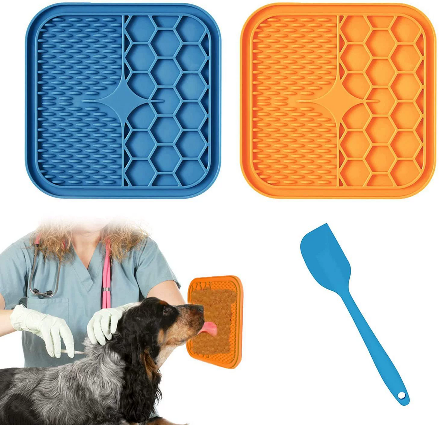 Licking Mat for Dogs and Cats, Premium Lick Pad with Suction Cups for Dog Anxiety Relief, Slow Feeder Dog Bowls for Boredom Reducer, Dog Food Mat Perfect for Bathing Grooming etc.