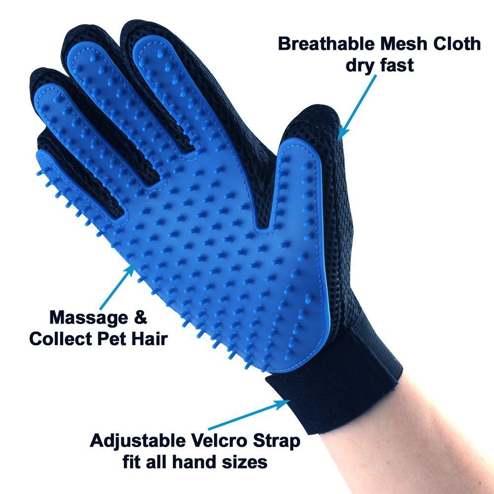 Pet Grooming Glove - Gentle Deshedding Brush Glove - Efficient Pet Hair Remover Mitt,Enhanced Five Finger Design,Perfect for Dog & Cat